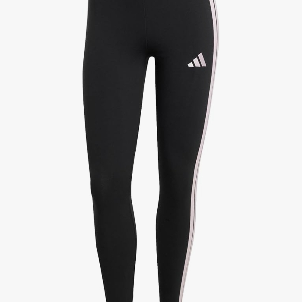 NWT! adidas Black Leggings Womens (M) with Pink Stripes